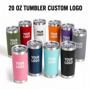 Gobelet isotherme en acier inoxydable 20 oz à double paroi avec logo personnalisé, tasse de voyage à café avec couvercle et paille, cadeau d'affaires - Product Image 1