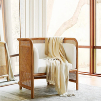 Chaise longue en rotin scandinave Chaise d'appoint en bois minimaliste pour le salon Lecture confortable ou loisirs