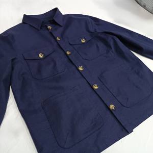 <span class=keywords><strong>Giacca</strong></span> Antivento <span class=keywords><strong>Blu</strong></span> Navy Personalizzata, <span class=keywords><strong>Camicia</strong></span> da Lavoro in Lino <span class=keywords><strong>e</strong></span> Cotone per Uomo, <span class=keywords><strong>Giacca</strong></span> da Carpentiere Casual Tinta Unita - Product Image 1