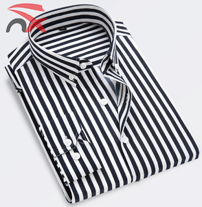 新作春秋ブレンドカジュアルシャツメンズボタン長袖ストライプシャツレギュラーフィット男性ブラウス - Product Image 2