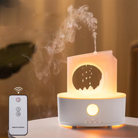 Nouveau Humidificateur d'air électrique tendance en forme d'arche, effet goutte de pluie, diffuseur d'arômes lune, avec lumières intelligentes blanches et fonction nuage de pluie, pour la maison