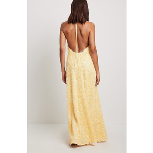 Fuzzy Furry Textured Knitted Ball Gown Simple Elegant Slim Fit Halter <strong>Maxi</strong> <strong>Dress</strong> - Product Image 5