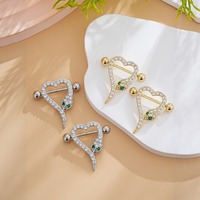 Anneau de piercing pour téton en forme de tête de serpent, plaqué or 18 carats, en acier inoxydable, zircon, bijoux de piercing tendance pour femmes, luxe léger
