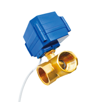 Vanne à boisseau sphérique motorisée électrique verticale 3 voies en laiton et acier inoxydable 12V 220V, mini-vanne de contrôle DN15 DN20