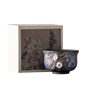 Taza de té de cerámica retro para el hogar, diseño Flor de Ciruelo, que realza el color, taza individual. - Product Image 5