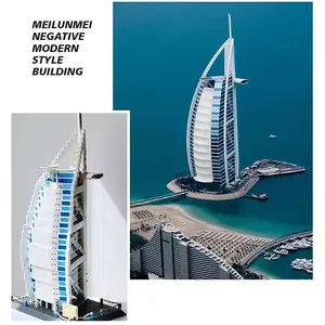 <strong>Diorama</strong> World Architerture Model Plastic Burj Al Arab Hotel <strong>Kit</strong> Miniature Puzzle Bricks Toy for Children Building Blocks Sets - Product Image 3