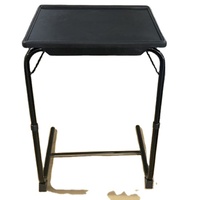 Table pliante, table basse, table réglable en hauteur, table d'appoint portable pour canapé-lit, noire