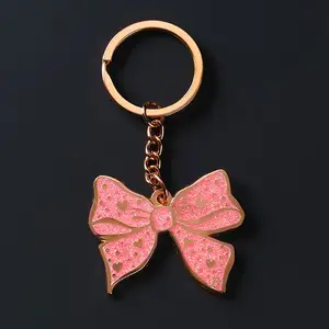 Name Keychain Custom Logo Metal House Glitter Hard Enamel Bag Beauty Butterfly Keychain/butterfly Key Chain