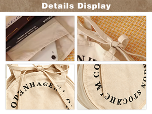 Aanpasbare ronde canvas tas, trendy tote <span class=keywords><strong>bag</strong></span> van zacht katoenen stof, aangepast logo voor boetiekgiften, promoties & dagelijkse stijl - Product Image 2