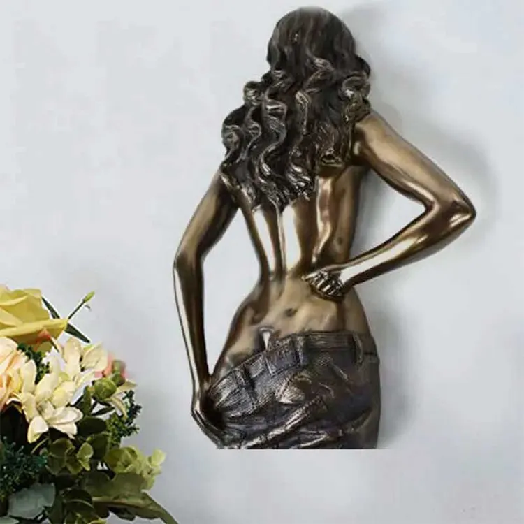 Interior 3D wall metal abstract women wall sculpture art brass casting nude sculpture