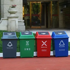 MARTES SL002 Eco-friendly 50 Litres Plastic Garbage Bin Garbage Cans With Lid Wholesale Outdoor Recycle Waste Bin Dustbin