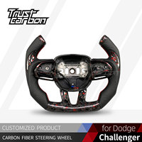 Volant de direction en fibre de carbone forgée rouge personnalisé, style F1-Sport pour Dodge Charger & Challenger SRT RT Hellcat 2019-2023