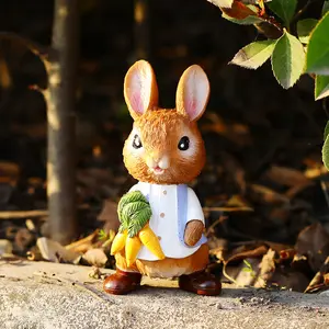 Садовый орнамент в форме кролика из смолы ремесло на открытом воздухе ландшафтный дизайн мультфильм животных милый кролик сад статуи