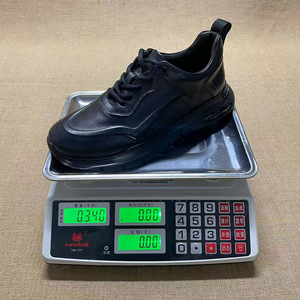 Chunky Shoes Men Genuine Leather <b>Round</b> Toe Lace-up Air <b>Cushion</b> Light Weight All Seasons Solid Black Sneakers - Product Image 1