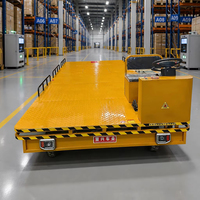 Chariot à plateau électrique robuste de 2 tonnes, plateforme de chargement 4x2m, 5m, 4 roues directionnelles, véhicule de transport industriel pour entrepôt