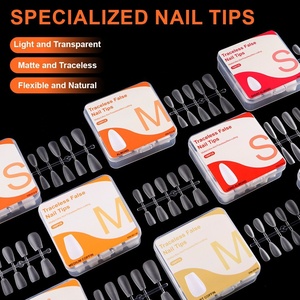 100 Uñas Postizas Transparentes en Forma de Trapezoide, Ultra Finas, Graduadas, para Uñas Almendradas, Ovaladas y Coffin - Product Image 2