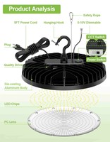 Lámpara Industrial UFO de Alta Luminosidad para Techo Interior, Carcasa de Aluminio, IP65, para Fábricas, Talleres, Supermercados y Almacenes