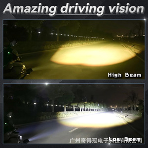 QideWin Motorcycle Spotlight 12V LED 6000K IP67 Universal Fit External Headlight - Product Image 2