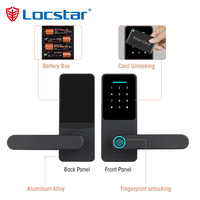 Serrure de porte intelligente biométrique Locstar Security Keyless Digital Key TTlock pour portail extérieur avec empreinte digitale, Wifi, clavier électrique en verre