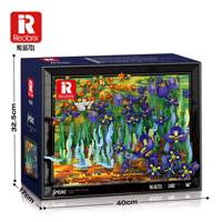 Reobrix 66701 Van Gogh Iris, Blocs de Construction Peinture, Kits de Briques 3D pour Art Mural, Jouets Créatifs à Assembler pour Adultes, Cadeau