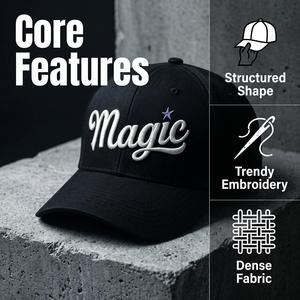 Vintage Embroidery Magic Snapback Cap 6 Panel Fitted Unisex Cotton Baseball <b>Hat</b> with <b>Purple</b> Stars Front Logo Casual Style - Product Image 2