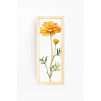 Art mural multicolore encadré en bois naturel avec motif floral, 17x40, image peinte 07-1
