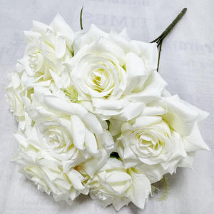 Ramo de Rosas de Seda de Alta Calidad, Flores de Seda Hechas <span class=keywords><strong>a</strong></span> Mano, Rosa de Cuerno Grande de 7 Cabezas para Regalo de Boda, Decoración de Mesa, Estudio de Bodas - Product Image 2