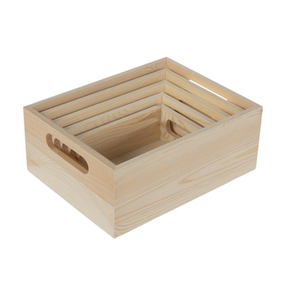 unfinished DIY wooden box wooden plain crate basket for storage fruit and home accessories