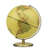 Globe politique antique vintage de 30cm/12 pouces avec base rotative, décor de carte du monde pour bureau et outils d'enseignement de la géographie