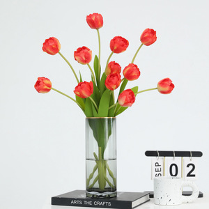 Tulipanes Artificiales de 3 Cabezas y Doble Pétalo, Flores de Seda y Plástico de Alta Simulación para Decoración del Hogar y Arreglos de Boda - Product Image 3
