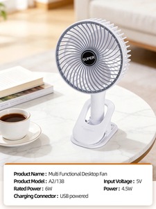 Ventilateur électrique sans fil portable USB à 3 vitesses, ventilateur de circulation à pince pour le camping, le bureau, avec base détachable - Product Image 3
