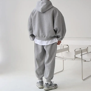 Venta caliente Heavyweight French Terry Double Zip Hoodie Oversized Drop Shoulder Cropped Zip up Hoodie - Product Image 6