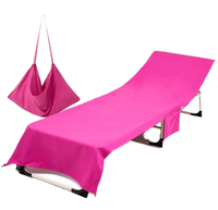 Serviette de plage en microfibre Logo personnalisé chaise longue pliable sans sable housse de chaise de plage tropicale avec poches de rangement