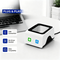 Escáner de Código de Barras de Escritorio Compacto JR P5, Lector Rápido de Códigos QR 2D CMOS, Estación USB con Cable para Manos Libres, para Puntos de Venta Minorista