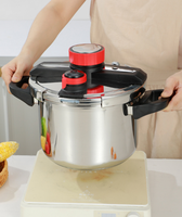 Casserole à pression haute pression en acier inoxydable 304, épaissie, anti-explosion, grande capacité, universelle pour la cuisine à domicile, poignée en silicone