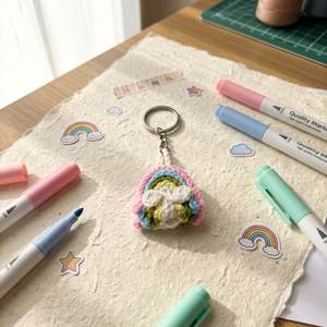 Wholesale Handmade Crochet Rainbow <b>Keyring</b> | Rainbow Keychain with Clouds Multicolor Yarn Boho Style <b>Keyring</b> Backpack Bag <b>Charm</b> - Product Image 2