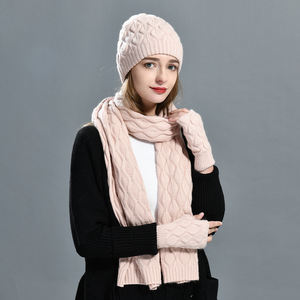 Vente chaude 2025 nouveau Design femmes <span class=keywords><strong>cachemire</strong></span> chapeau en gros <span class=keywords><strong>femme</strong></span> pas cher hiver chapeaux <span class=keywords><strong>gants</strong></span> et écharpes ensembles - Product Image 1