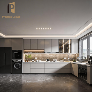 Proyecto de Villa Independiente en Forma de <span class=keywords><strong>L</strong></span>, Juego de Muebles de Cocina de PVC Impermeables, Diseño Moderno, Muebles de Cocina para el Hogar, Almacenamiento de Cocina - Product Image 1