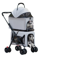 Poussette pliable de luxe légère pour chien, double couche, en tissu Teddy, réglable, en ABS écologique, pour voyage en extérieur, transporteur pour animaux de compagnie