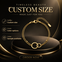 Bracelet à double anneau personnalisé en chaîne à maillons, bijoux pour cadeau et usage quotidien