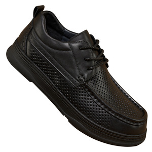 AIBUQIS Chaussures bateau pour hommes en cuir véritable, bout rond, à lacets, respirantes, décontractées d'été, semelle extérieure en caoutchouc, semelle intermédiaire en EVA - Product Image 4
