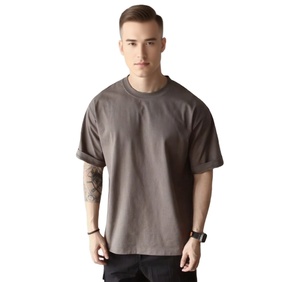 Camiseta de Hombre, 260 g/m², Estilo Vintage, Holgada, con Patrón, Color Negro, Tejido de Punto, 260 Gramos de Peso - Product Image 1