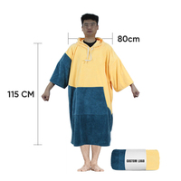 Patchwork estilo moda correa sin mangas Super absorbente microfibra playa bata traje cambio bata surf Poncho toalla adulto