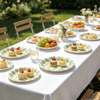 Assiettes en papier à carreaux verts de 7 pouces, jetables, pour fêtes, pique-niques, barbecues, buffets, traiteurs, fournitures directes