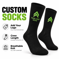 Chaussettes de sport noires personnalisées avec logo flèche verte, personnalisation complète, douces et respirantes pour le quotidien et le sport