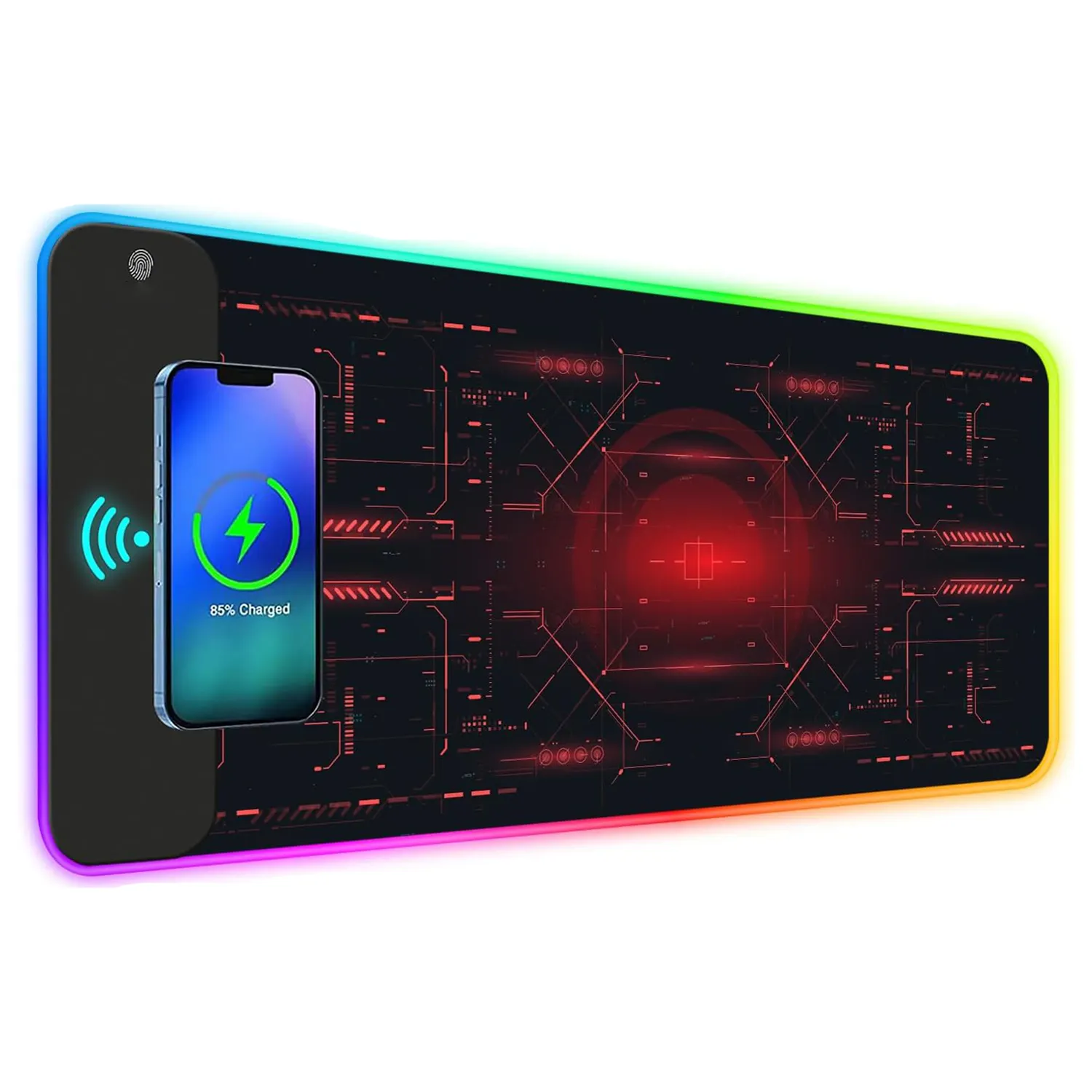 Kablosuz şarj mouse pad özel logo kablosuz şarj büyük boy RGB LED oyun mousepad bilgisayar mouse pad gamer için