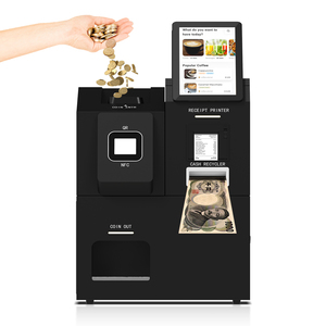 Kiosque de restauration rapide multi-devises basé sur Android, acceptant les paiements en espèces, avec lecteur de QR code POS, écran haute résolution et lecteur de codes-barres - Product Image 2
