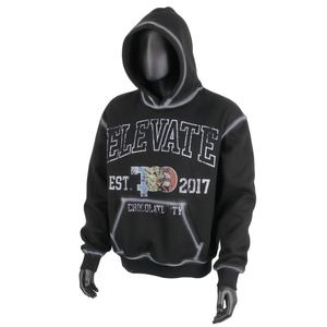 TOPSHOW New Design Dirty Wash 500 Gsm Pullover Cotton <b>Fleece</b> <b>Black</b> Custom Dtg Print Graphic Oversized Heavyweight Hoodie - Product Image 1