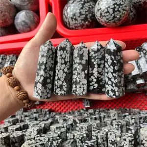 Cao Cấp Pha Lê Điểm Wand Tinh Thần Trang Trí Nội Thất Đá Tự Nhiên Bông Tuyết Obsidian Pha Lê Tháp Cho Trang Trí Nội Thất