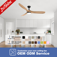 Ventilateur de plafond 1stshine 60 pouces avec pales en bois massif, design moderne, intelligent, efficace, moteur DC, avec lumière LED
